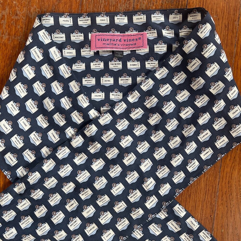 Vineyard Vines Nantucket 100% Silk Sash Navy Blue